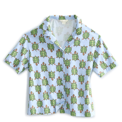 Short-Sleeved Button-Down Pajama Top