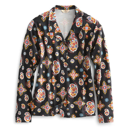 Long-Sleeved Button-Down Pajama Top