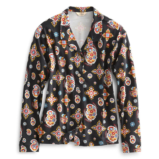 Long-Sleeved Button-Down Pajama Top